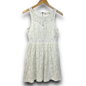 Altard State White Lace Dress Sleeveless Fit and Flare Scoop Neck Size Medium